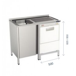 100 x 50 x 85/88 cm FBPLD510 Distform Plonge avec bâti 1 porte et espace pour lave-verres bac à gauche ou à droite acier inox